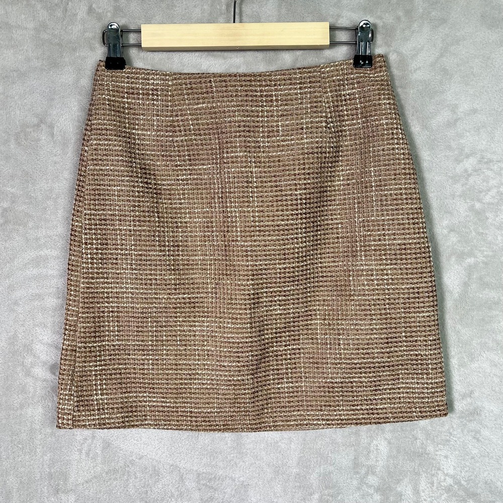 Pink Lily Womens Tweed Mini Skirt Medium Brown‎ Coquette Clean Girl Preppy